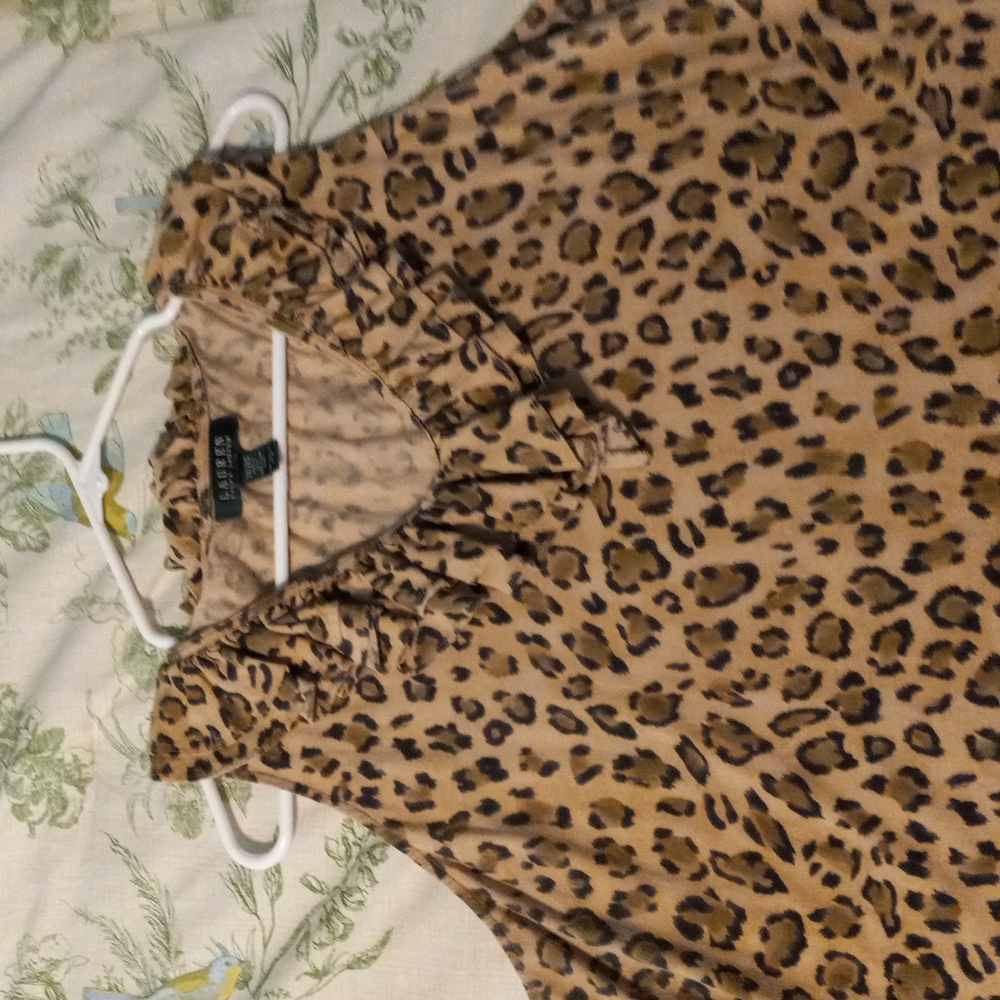 Ralph Lauren animal print tank with ruffle neck. Size 2X